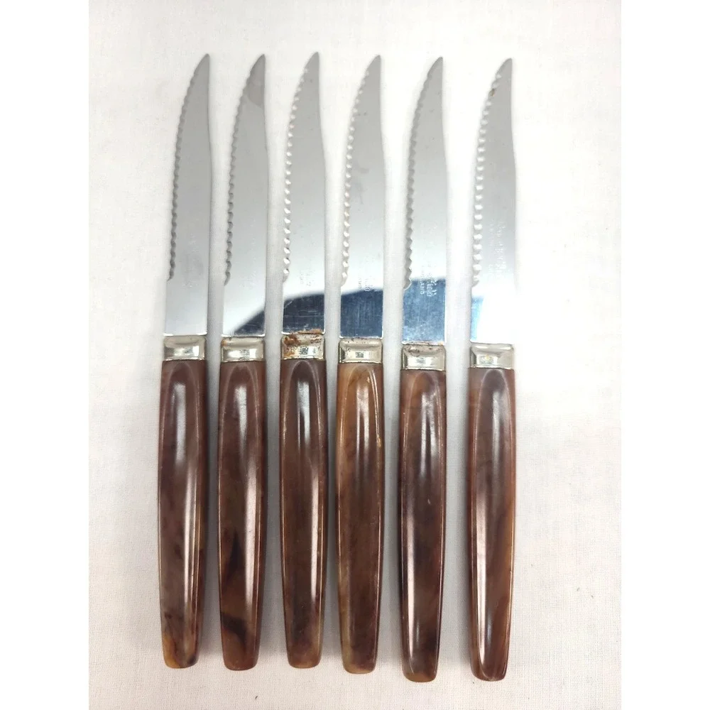 Regent Sheffield Bakelite Handle Steak Knife Set of 6 Stainless Steel UK England